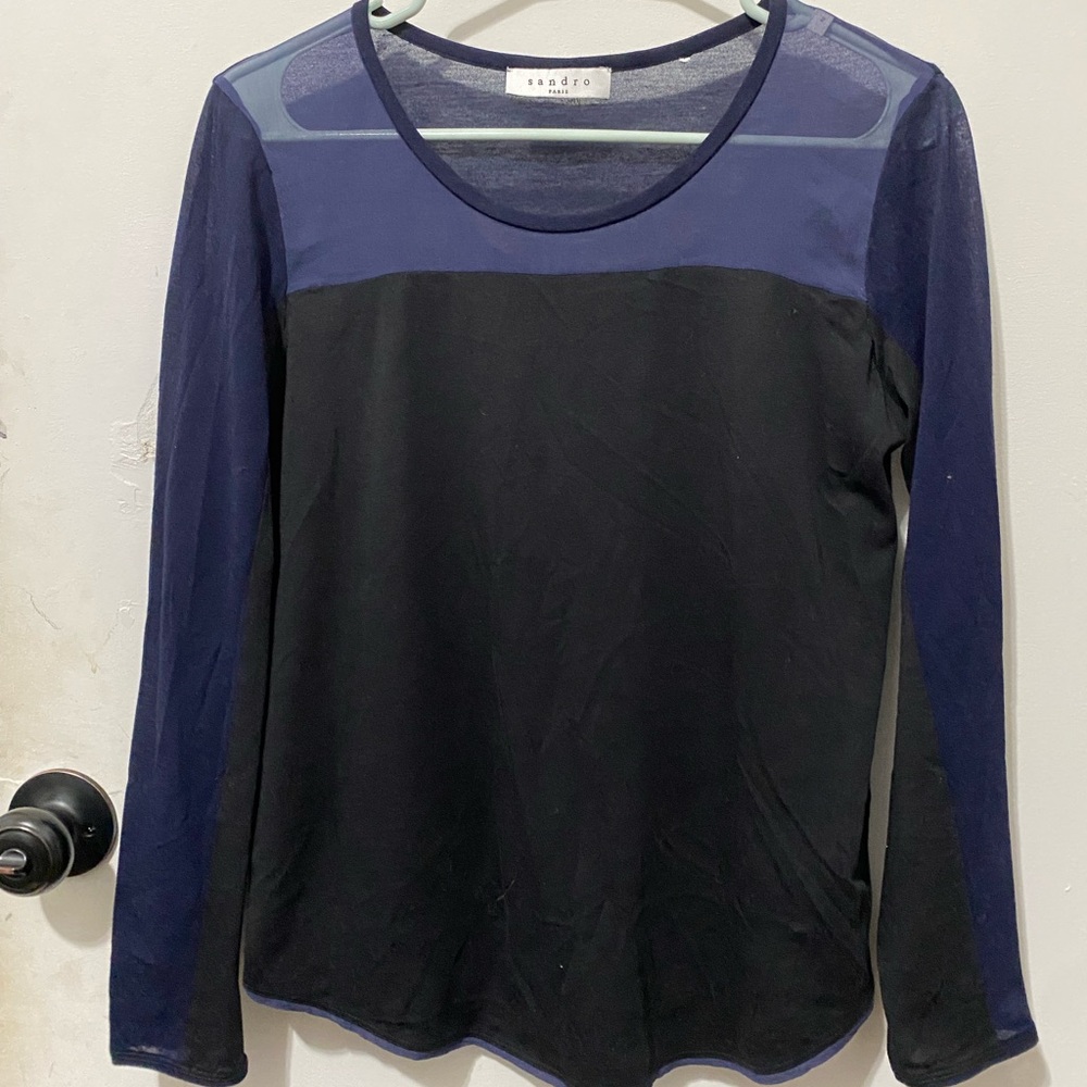 Sandro two tone long sleeve shirt